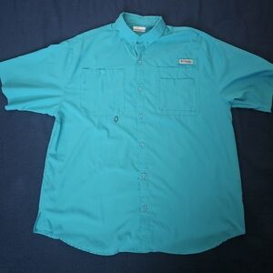 Columbia PFG Teal Casual Button Down Shirt